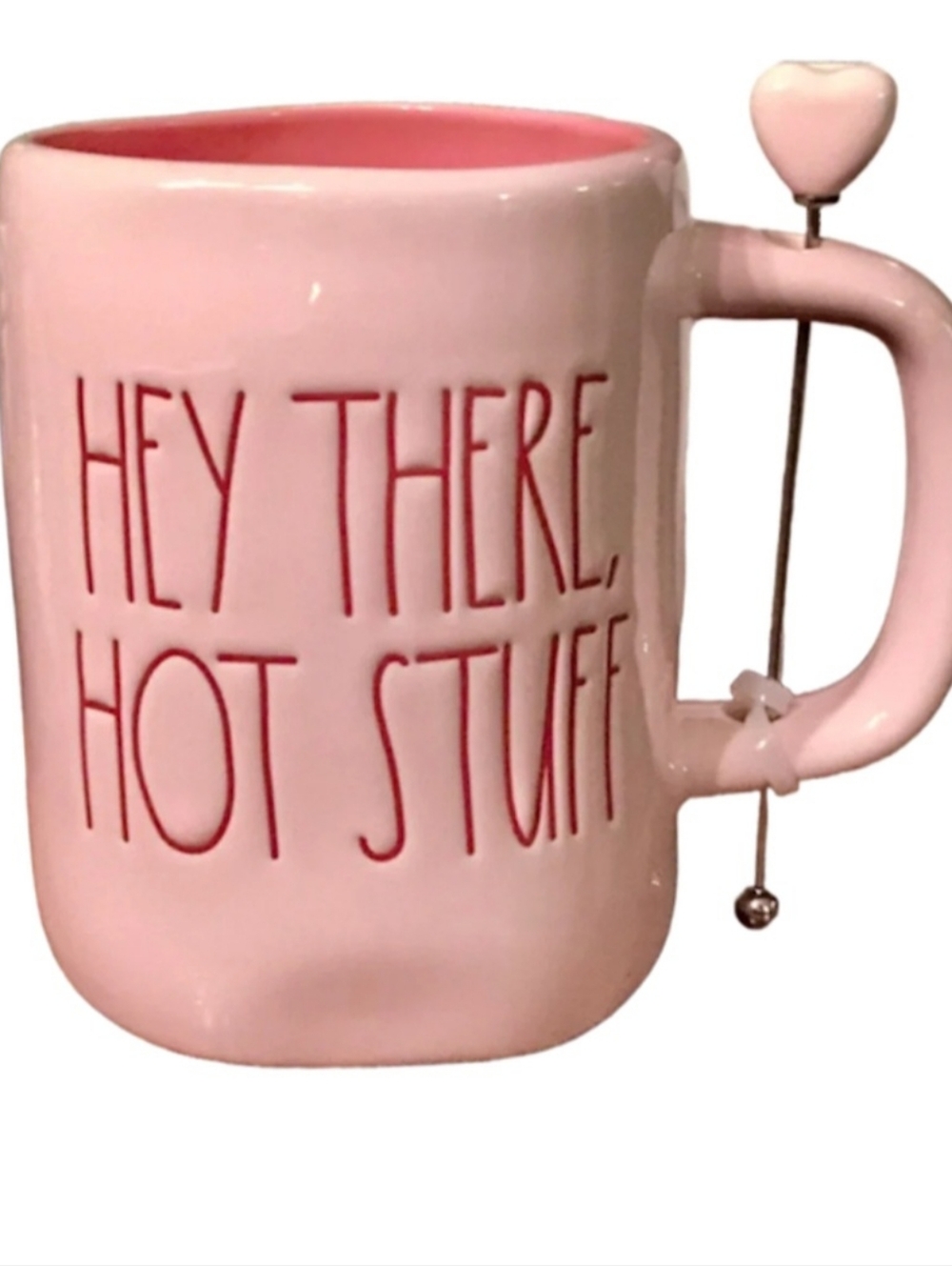 Rae Dunn NWOT Pink "Hey There, Hot Stuff" Ceramic Mug